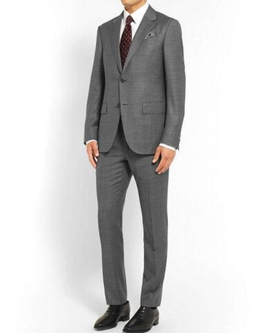 Ermenegildo Zegna Mens Gray houndstooth Two Piece Suit 20227043 1