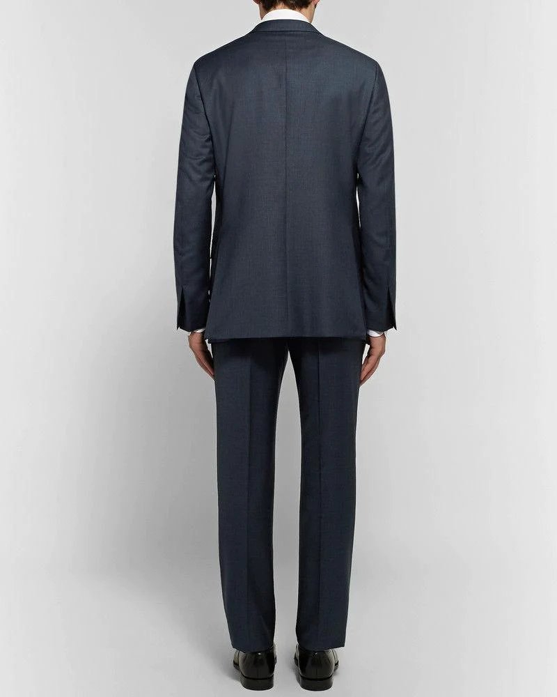 Alternative view of Ermenegildo Zegna Navy Slim-Fit Micro-Checked Wool Suit