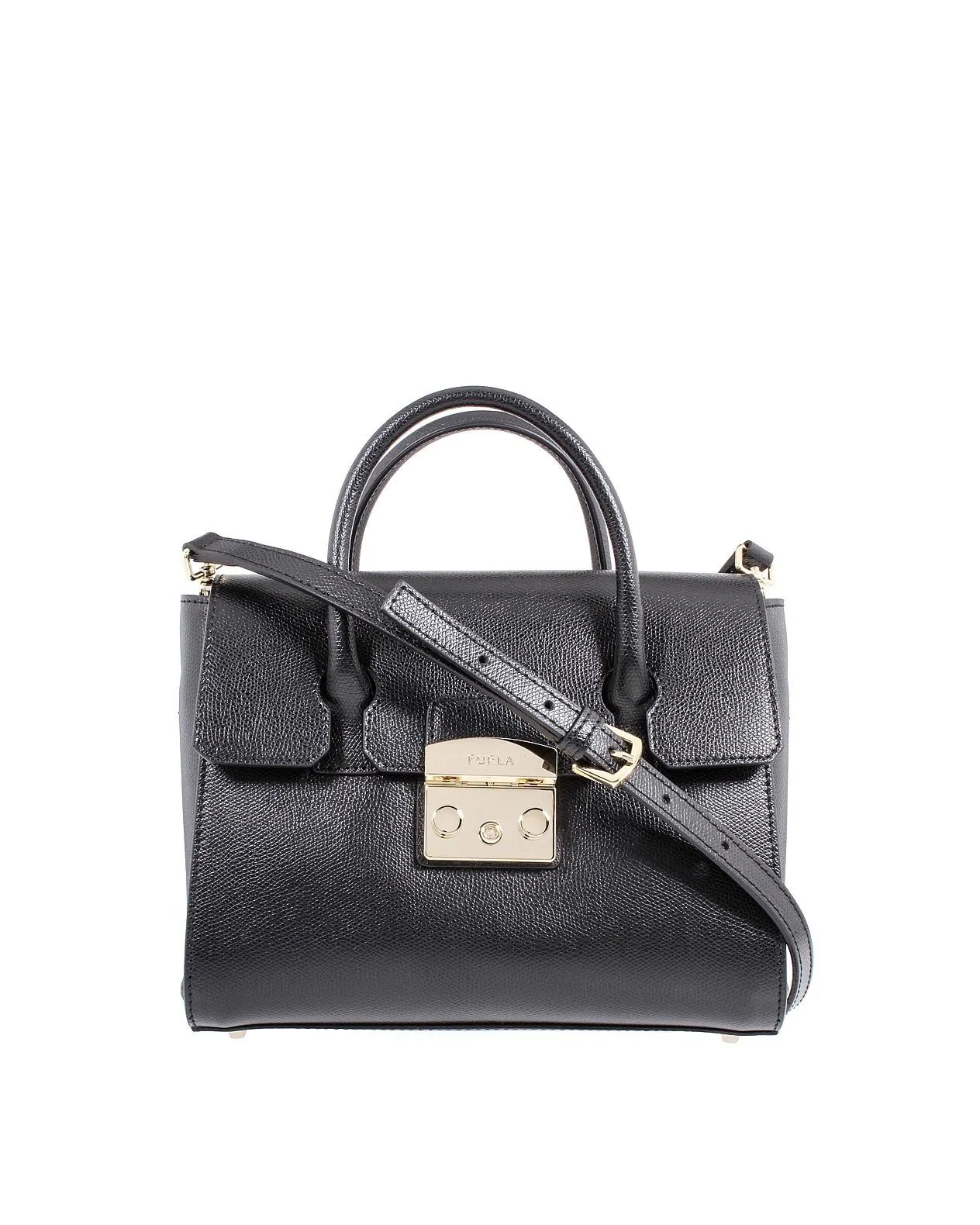 Furla Metropolis Ladies Small Leather Satchel In Onyx-20254852