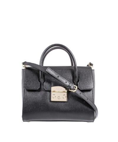 Furla Metropolis Ladies Small Leather Satchel In Onyx-20254853