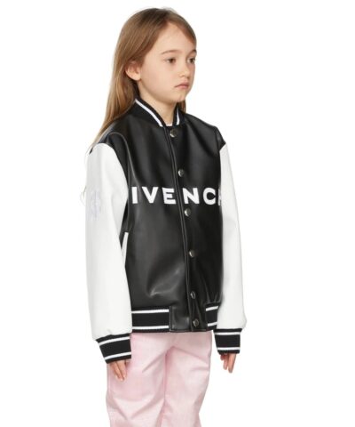 Givenchy Kids Logo Embroidered Faux Leather Bomber Jacket 20240003 3