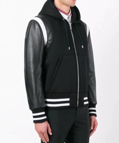 Givenchy Mens Black Hooded Varsity Jacket 20239188 3