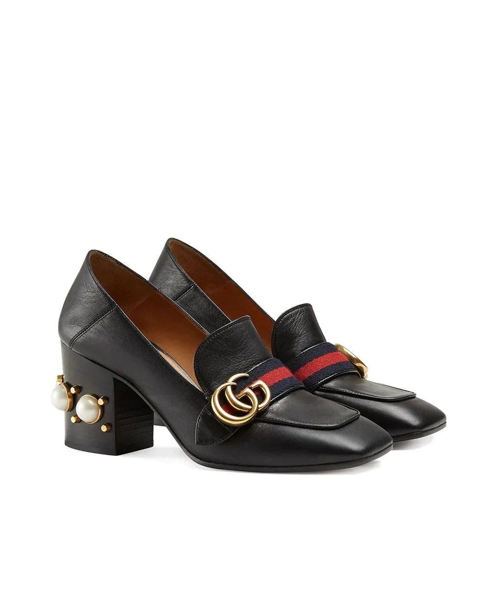Alternative view of Gucci 80mm Pearl Heel Leather Pumps