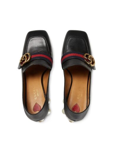 Gucci 80mm Pearl Heel Leather Pumps 20256165 2