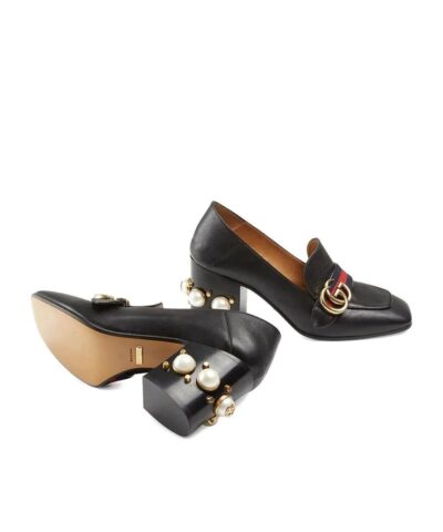 Gucci 80mm Pearl Heel Leather Pumps 20256165 5