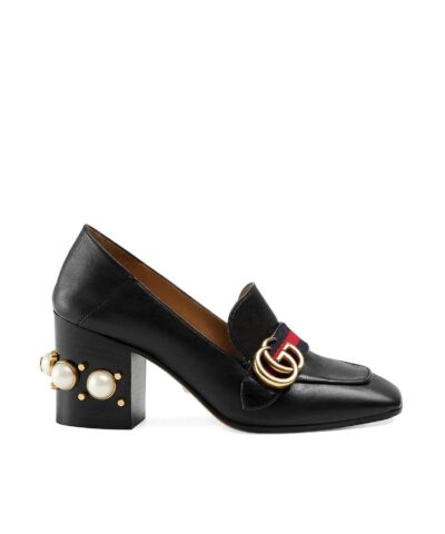 Gucci 80mm Pearl Heel Leather Pumps-20256172