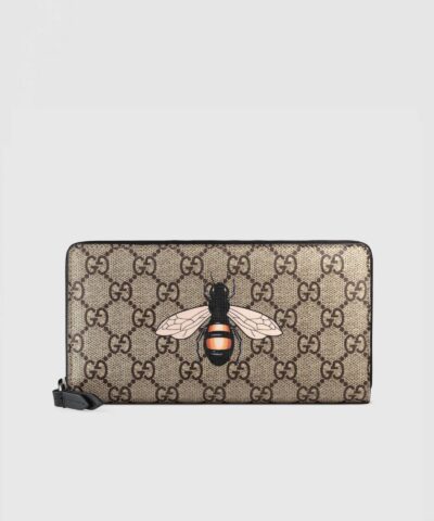 Gucci Bee Print GG Supreme Zip Around Wallet-20251932