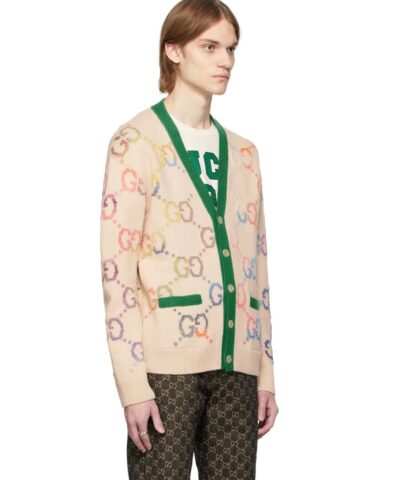 Gucci Beige Lunar New Year Gucci Tiger GG Cardigan 20245280 1