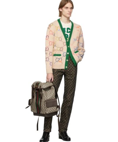 Gucci Beige Lunar New Year Gucci Tiger GG Cardigan 20245280 3
