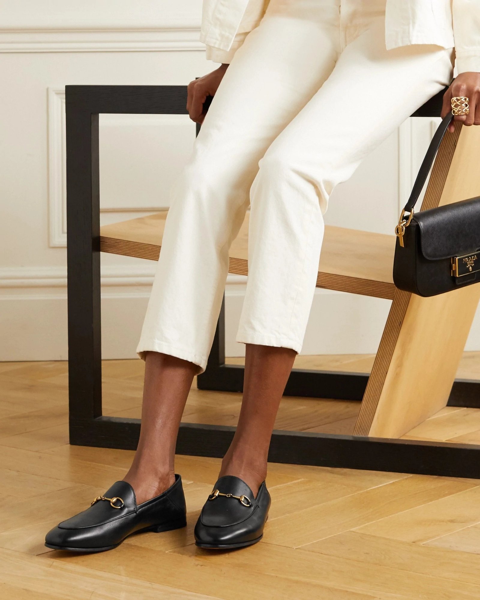 Alternative view of Gucci Black Leather Horsebit Loafer