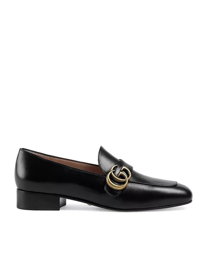 Gucci Black Leather Loafers with Double G-20248851