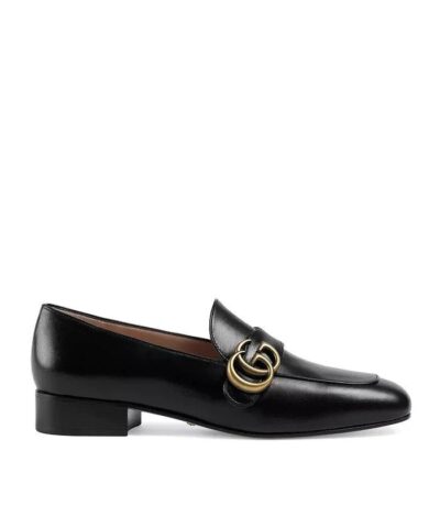 Gucci Black Leather Loafers with Double G-20248856