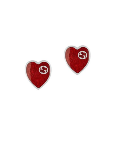 Gucci Earrings with Interlocking G enamel Heart-20253047