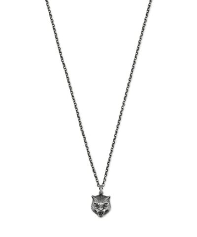 Gucci Feline Head Sterling Silver Necklace 20257357 1