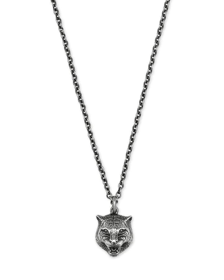 Gucci Feline Head Sterling Silver Necklace-20257357