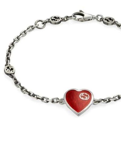 Gucci GG Hearts Sterling Silver Red Enamel Bracelet 20257240 4