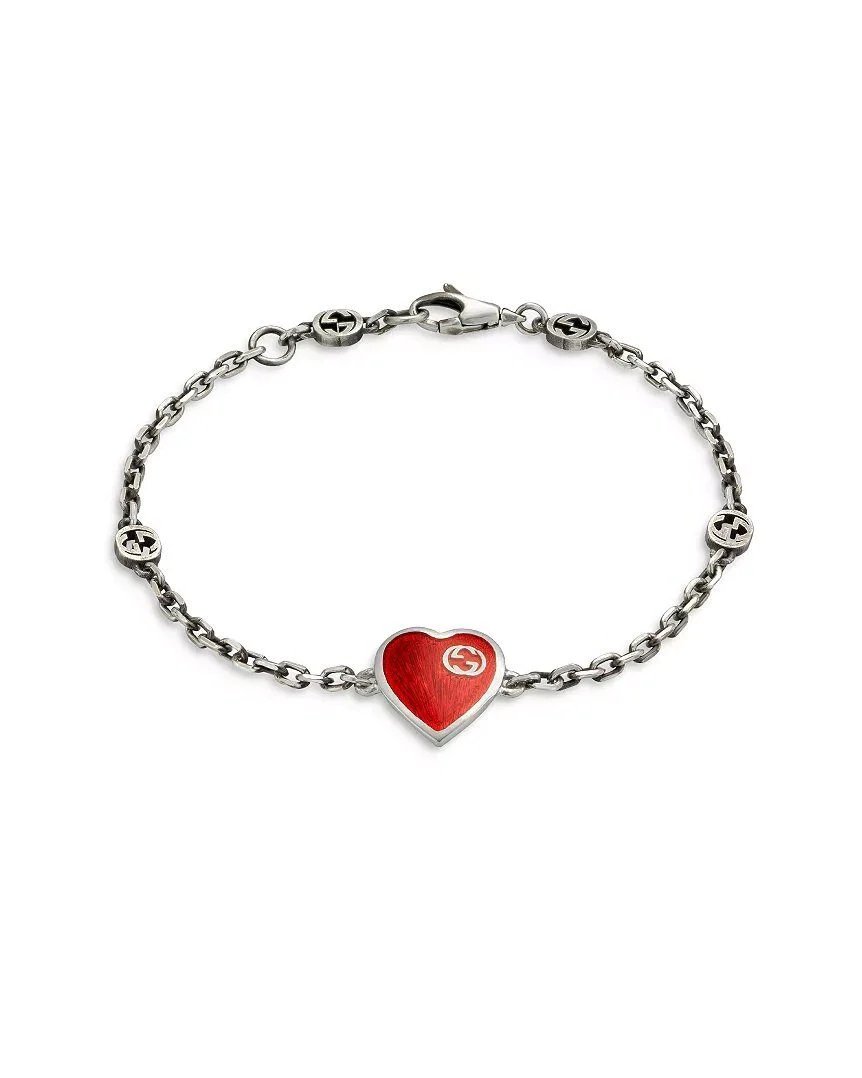 Gucci GG Hearts Sterling Silver & Red Enamel Bracelet-20257240
