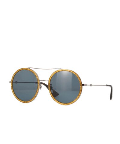 Gucci GG0061S 004 Ruthenium Blue Round Sunglasses 20239416 1