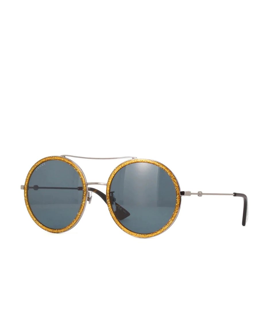 Alternative view of Gucci GG0061S 004 Ruthenium Blue Round Sunglasses