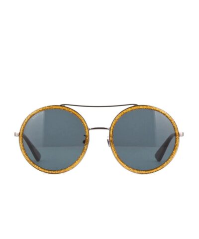Gucci GG0061S 004 Ruthenium Blue Round Sunglasses-20239416