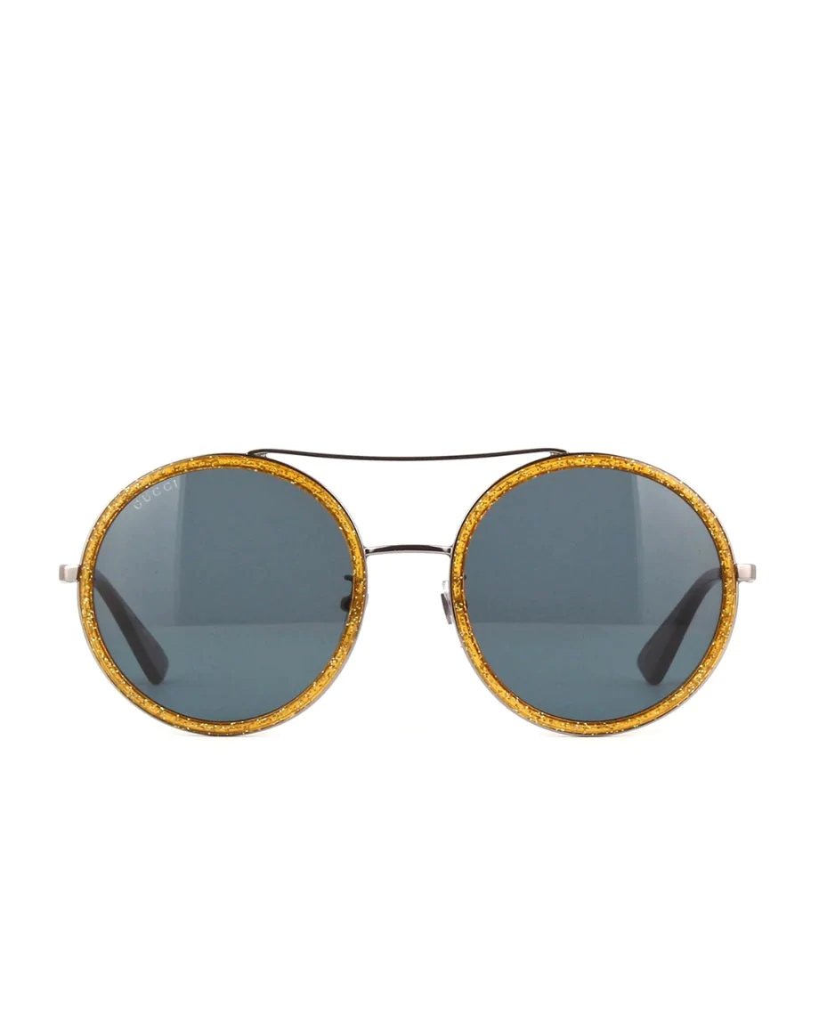 Gucci GG0061S 004 Ruthenium Blue Round Sunglasses-20239416