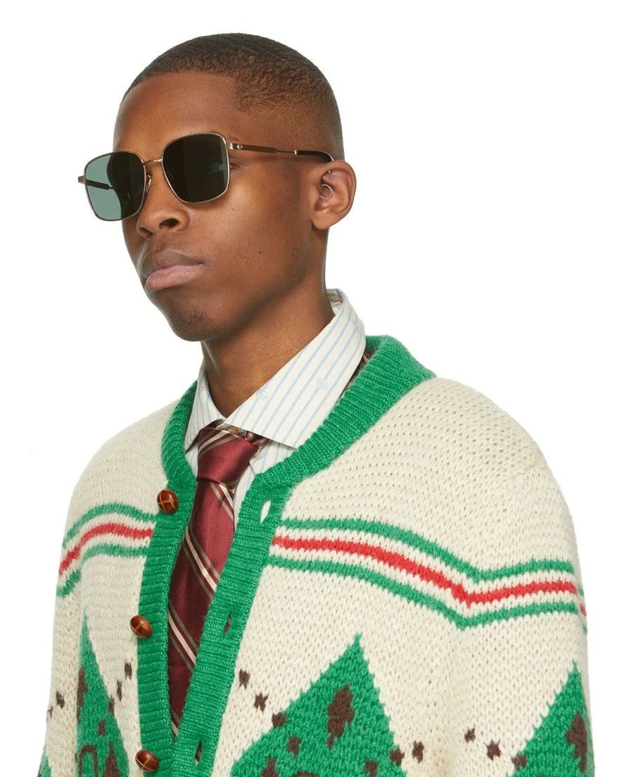 Alternative view of Gucci Gold GG0852SK Sunglasses. Green