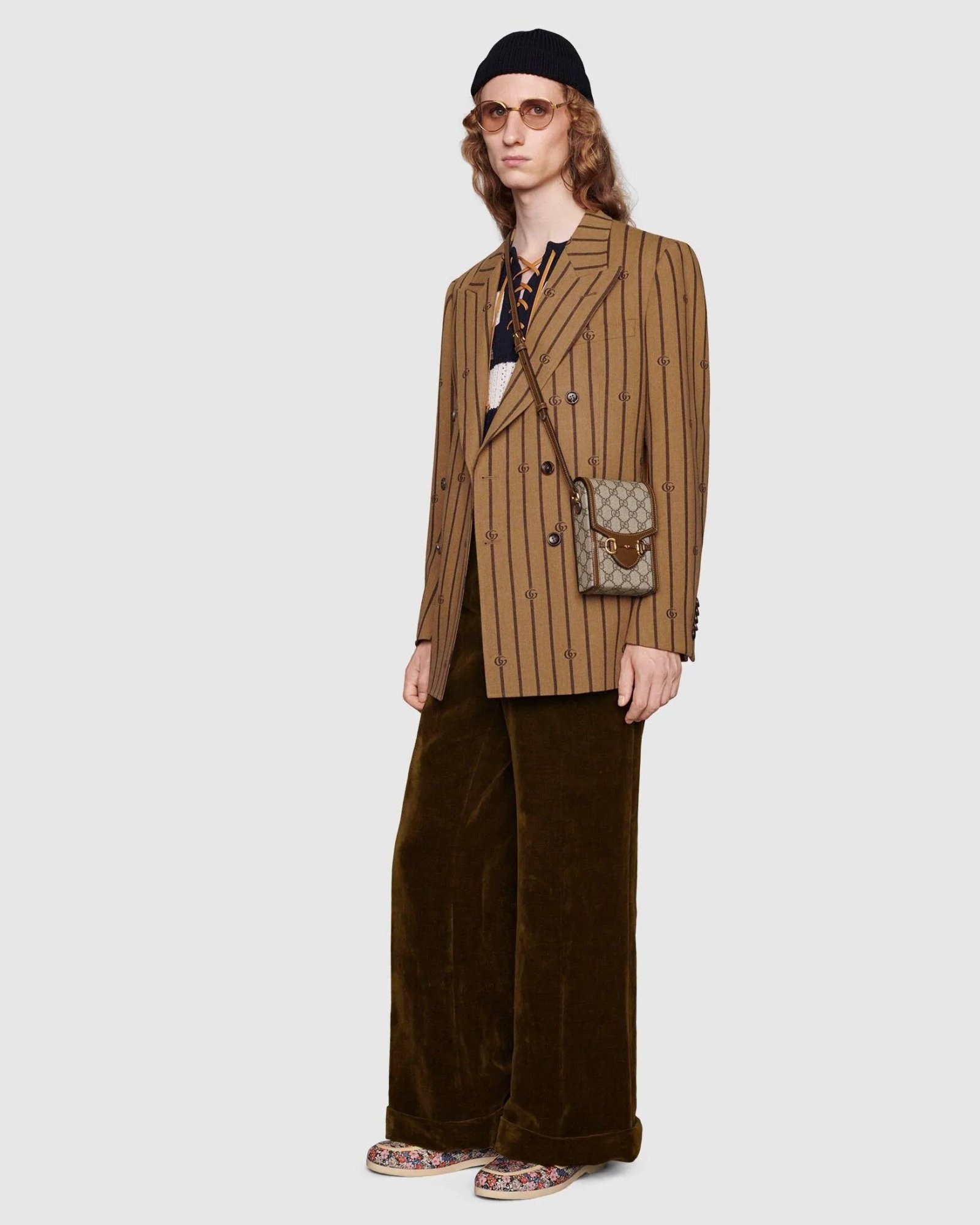 Alternative view of Gucci Horsebit 1955 Mini Bag, Brown Leather Trim