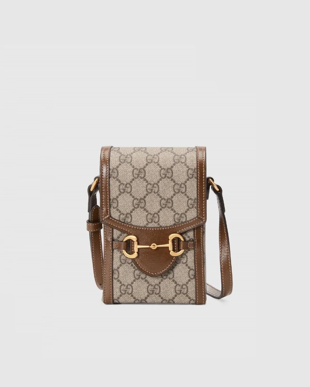 Gucci Horsebit 1955 Mini Bag, Brown Leather Trim-20257266
