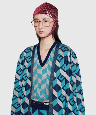 Gucci Lame Jacquard Cardigan with Geometric G 20247504 3