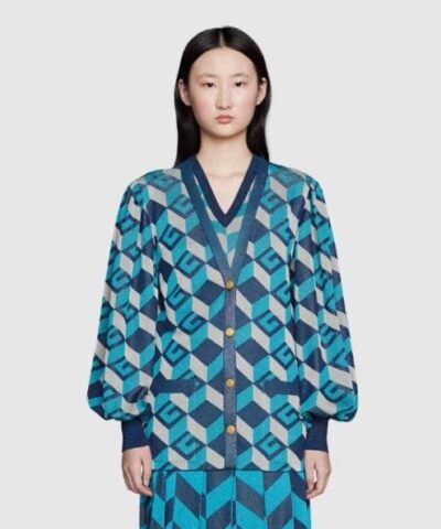 Gucci Lamé Jacquard Cardigan with Geometric G-20247508