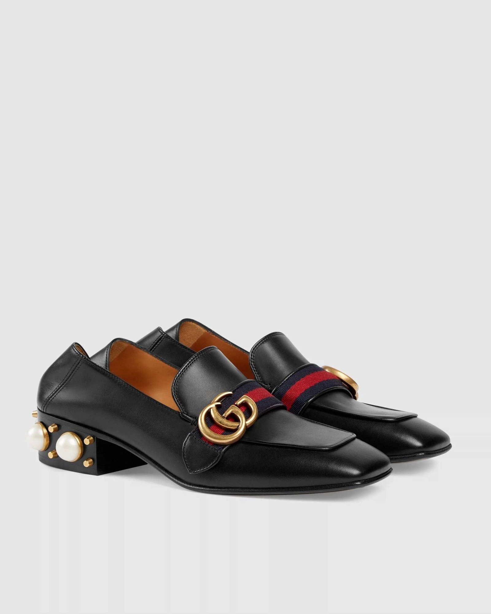 Alternative view of Gucci Leather Mid-Heel Loafer, Black