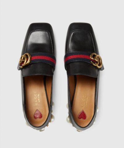 Gucci Leather Mid Heel Loafer Black 20256152 2