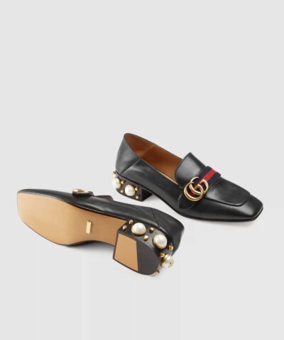 Gucci Leather Mid Heel Loafer Black 20256152 4