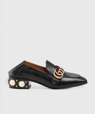 Gucci Leather Mid Heel Loafer Black 20256152 5