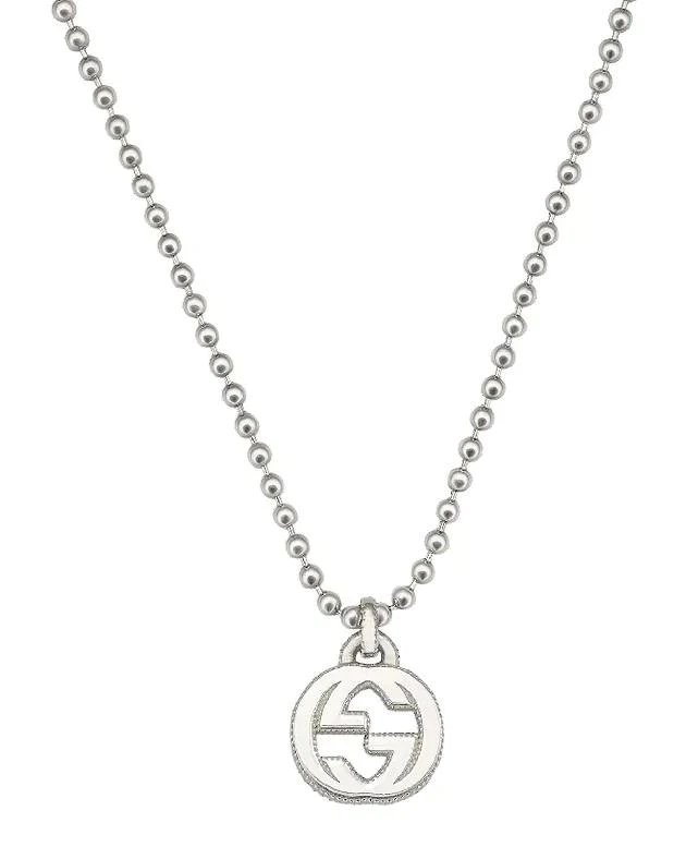 Gucci Sterling Silver Interlocking G Pendant Necklace, 21.65"-20257314
