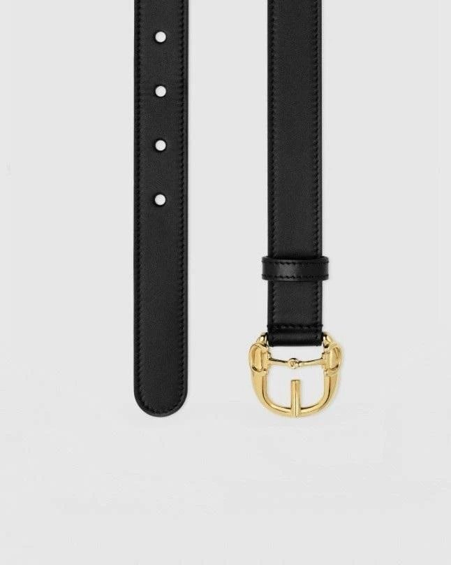 Alternative view of Gucci Thin Belt With Horsebit Buckle, Black