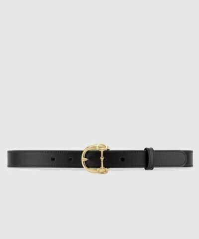 Gucci Thin Belt With Horsebit Buckle, Black-20255792