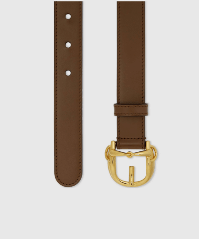 Gucci Thin Belt With Horsebit Buckle Brown 20255796 1