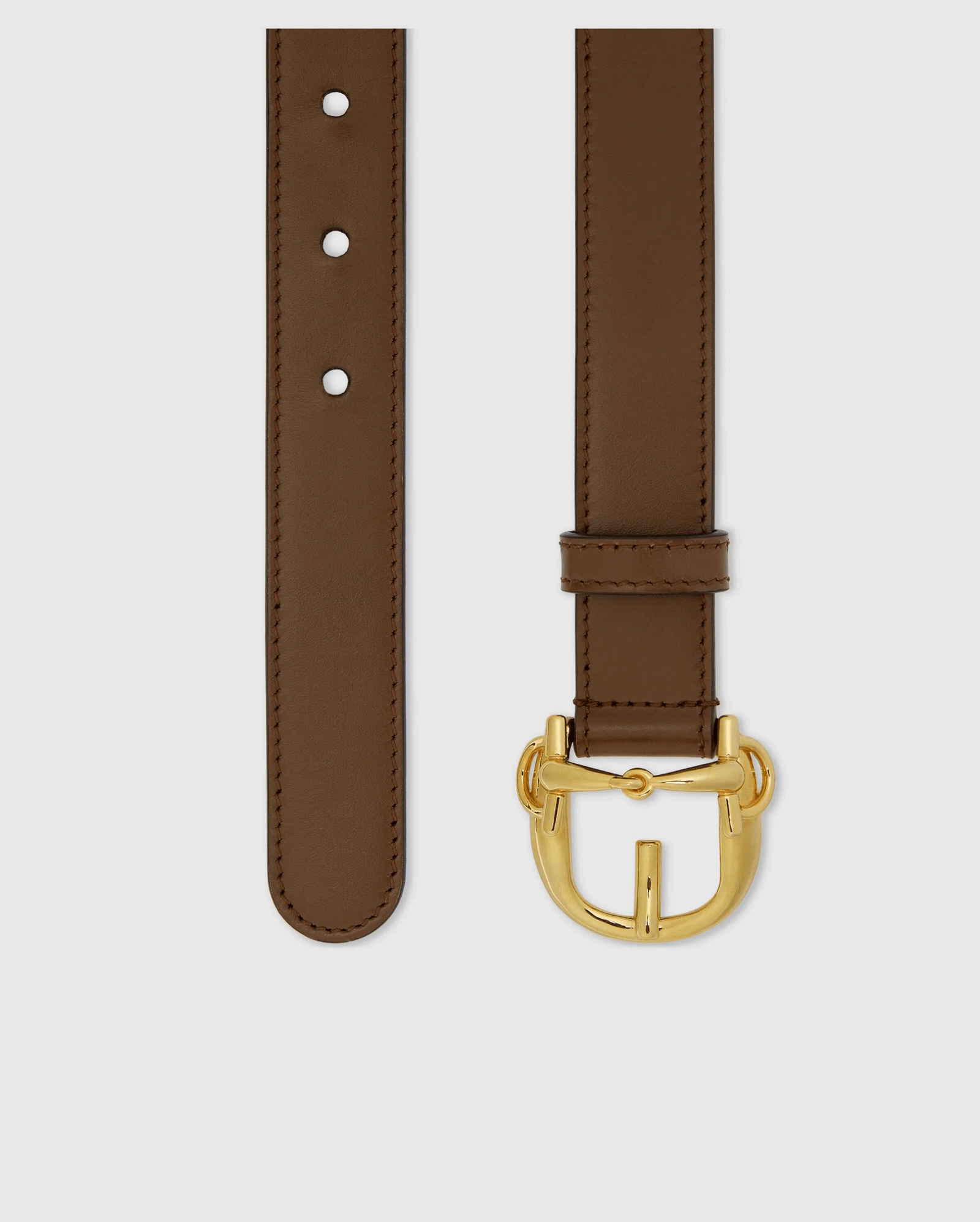 Alternative view of Gucci Thin Belt With Horsebit Buckle, Brown