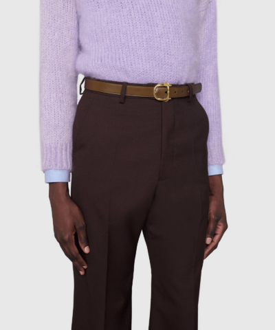 Gucci Thin Belt With Horsebit Buckle Brown 20255796 3