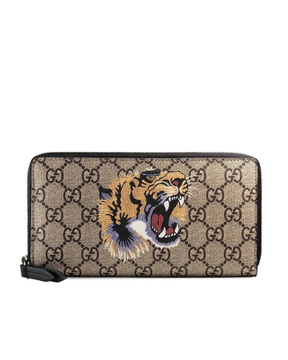 Gucci Tiger Print GG Supreme Zip Around Wallet-20251906