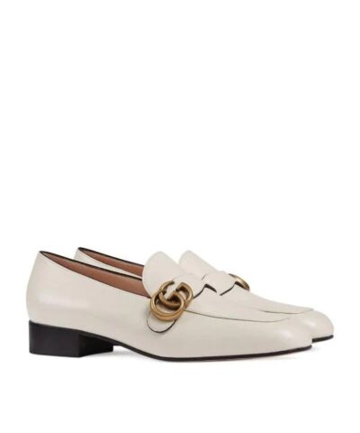 Gucci White Leather Loafers With Double G 20248838 1
