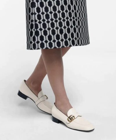 Gucci White Leather Loafers With Double G 20248838 4