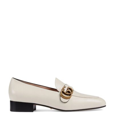 Gucci White Leather Loafers With Double G-20248842
