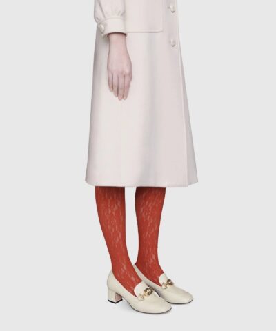 Gucci White Zumi Leather Mid Heel Loafer 20248824 1