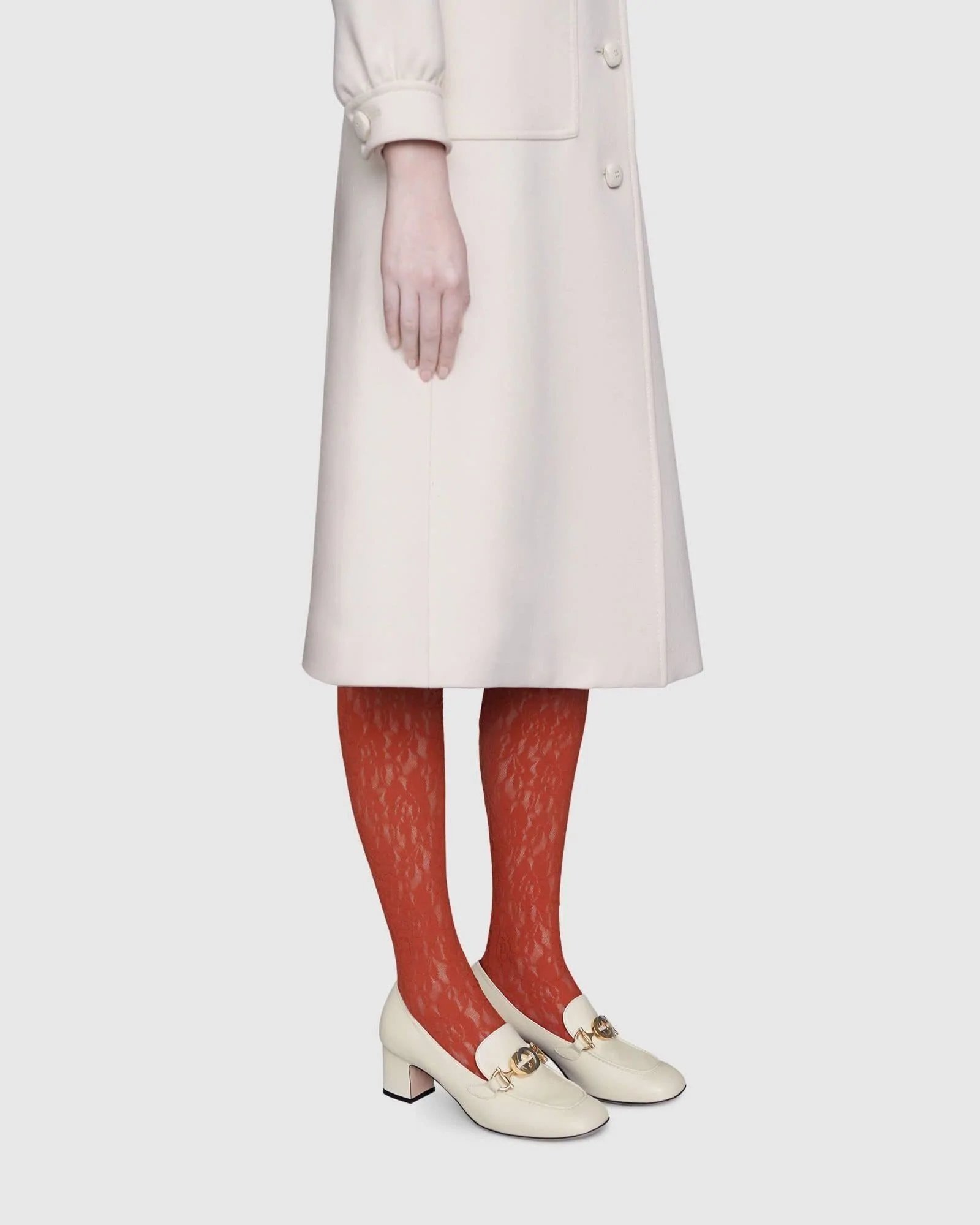 Alternative view of Gucci White Zumi Leather Mid-Heel Loafer