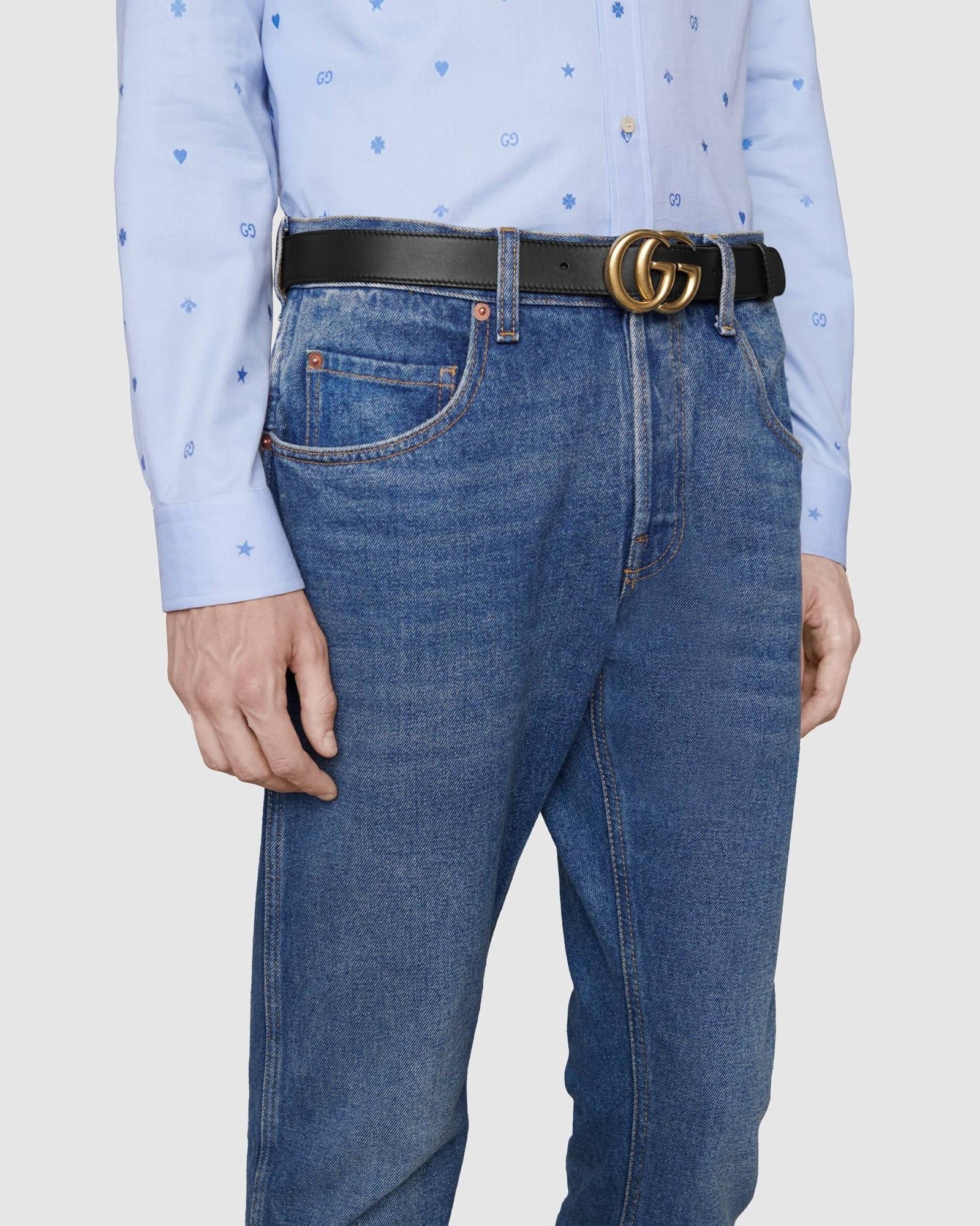 Alternative view of Gucci Wide Leather Belt With Double G Buckle