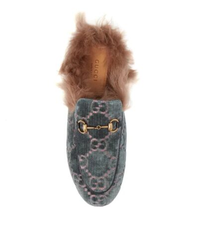 Gucci Womens Princetown Fur lined GG Velvet Slipper Natural 20236436 2