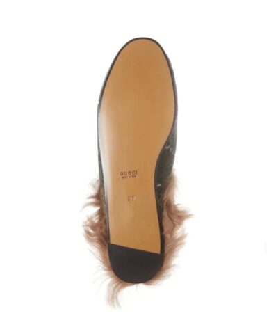 Gucci Womens Princetown Fur lined GG Velvet Slipper Natural 20236436 4