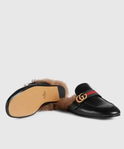 Gucci Womens Princetown Leather Slipper With Double G 20236447 2